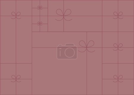 Illustration for Art deco present box linear composition drawing on coral background - Royalty Free Image
