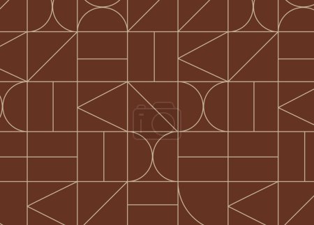 Téléchargez les illustrations : Dessin vintage géométrique art déco sans couture sur fond marron. - en licence libre de droit