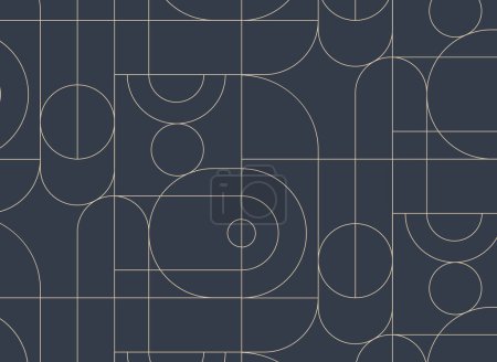 Illustration for Art deco radial seamless vintage pattern drawing on blue background. - Royalty Free Image