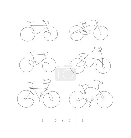 Illustration for Bike icons drawing in hand drawn line art style drawing on white background - Royalty Free Image