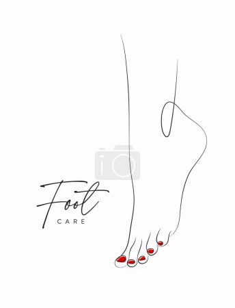 Ilustración de Foot care leg silhouette illustration drawing in linear style on white background - Imagen libre de derechos