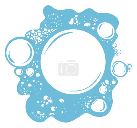 Illustration for Bubbly waters, foam with bubbles. Washing and cleaning product, cosmetology care. Mousse or shaving creme, detergent of bath foaming. Laundry splashes, isolated soapsuds vector in flat style - Royalty Free Image