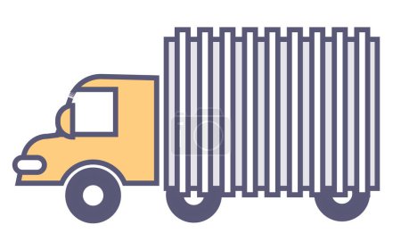 Illustration for Logistics services, isolated van or loaded truck moving freight. Delivery of goods or orders to clients, express moving of loads for customers. Lorry with parcels of cargo. Vector in flat style - Royalty Free Image