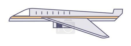 Illustration for Logistic services delivering goods worldwide, isolated flying plane. Aircraft for traveling and passengers, air traffic and vehicle for transportation. International shipments. Vector in flat style - Royalty Free Image