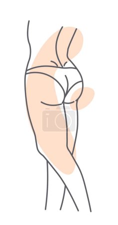 Téléchargez les illustrations : Buttocks and slim legs, women thighs and ankles. Spa salon procedures or massage, healthcare and treatment wellness. Isolated female body part. Monochrome sketch outline, vector in flat style - en licence libre de droit