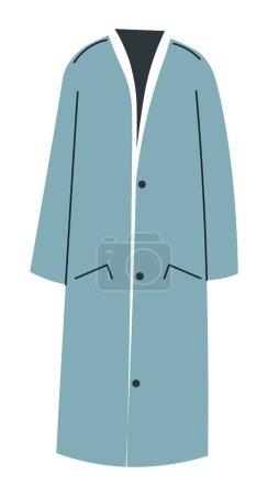 Téléchargez les illustrations : Long robe or raincoat clothes, isolated clothes for men and women. Jacket with sleeves and pockets. Outdoors apparel, outerwear. Piece of clothing, fashion and design collection. Vector in flat style - en licence libre de droit