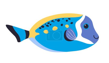 Illustration for Sealife biodiversity, isolated icon of fish with scale, fins, and tail, colorful body. Aquarium, aquatic animals. Fauna of underwater, tropical and exotic water dweller. Vector in flat style - Royalty Free Image