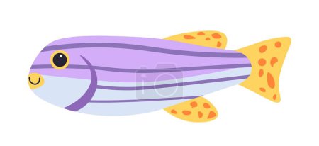 Illustration for Aquatic animal, isolated neon tetra fish, cute character for aquarium ecosystem. Sealife and variety of biodiversity. Fauna of underwater, tropical and exotic water dweller. Vector in flat style - Royalty Free Image