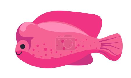 Illustration for Aquarium aquatic animal, isolated icon of pink fish with massive body and fins. Sea and marine life, creatures of freshwater. Fauna of underwater, tropical and exotic water dweller. Vector in flat - Royalty Free Image