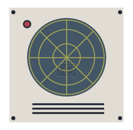 Téléchargez les illustrations : Radar or panel with display detecting the presence, direction, and distance. Isolated components and details, elements and structure of gadgets and equipment or appliances. Vector in flat style - en licence libre de droit