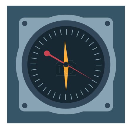 Téléchargez les illustrations : Compass with arrow, isolated panel of device or gadget showing direction or measurement. Industrial appliances and types of equipment for work, parts and details of mechanism. Vector in flat style - en licence libre de droit
