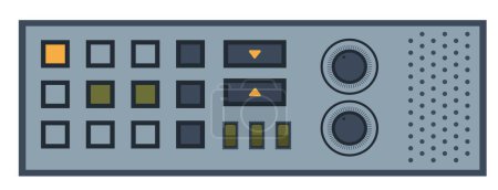 Téléchargez les illustrations : Control system with knobs, isolated panel with buttons. Equipment or appliances, electric and electronic devices. Toggles and switches, up and down, lights and adjustment. Vector in flat style - en licence libre de droit