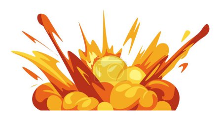 Illustration for Burst effect with fire and wave, isolated icon of explosions, flames and ignition. Burning destructive shattering or blowing apart. Detonation or discharge. Vector in flat style illustration - Royalty Free Image