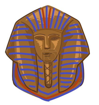 Illustration for Golden tomb of pharaoh, isolated Tutankhamun mummified ruler of Egypt. Archeology and egyptology science, exponent and artefact of old world and civilizations of past era. Vector in flat style - Royalty Free Image