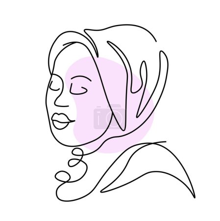 Téléchargez les illustrations : Femme musulmane portant un foulard, personnage féminin isolé avec hijab. Portrait de fille religieuse aux yeux fermés. Personne dessinée en croquis monochrome. Vecteur en illustration de style plat - en licence libre de droit
