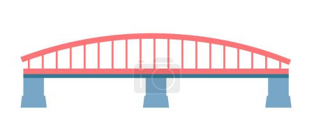 Illustration for City infrastructure, isolated bridge with pillars and metal design. Architecture and modern sights for visitors and tourists. Infrastructure and town planning, passageway. Vector in flat style - Royalty Free Image