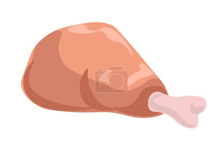 Illustration for Smoked chicken leg tasty meal, isolated meat products from butcher department of a shop or store. Balanced protein in diet, nourishment and nutrition, tasty food cooking. Vector in flat style - Royalty Free Image