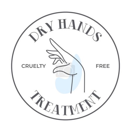 Illustration for Soft cream for dry hands, treatment and skincare for ladies. Cruelty free and ecologically friendly formula for protection. Label or emblem for package, promo banner. Vector in flat style illustration - Royalty Free Image