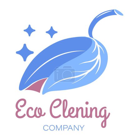 Illustration for Cleaning company using sustainable and ecological products for hygiene and disinfection. Chores and household tasks, washing business label or emblem with calligraphy writing. Vector in flat - Royalty Free Image