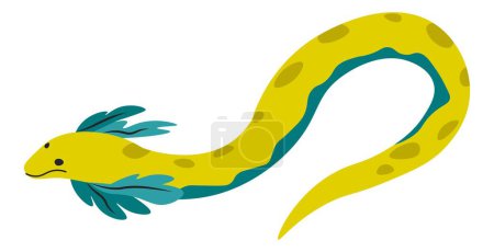 Illustration for Legless creature, limbless worm reptile animal. Isolated blindworm amphibian, creeping and crawling snake or lizard. Outdoors fauna and wildlife, wilderness habitat. Vector in flat style illustration - Royalty Free Image