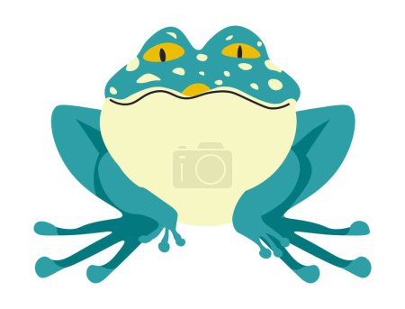 Ilustración de Aquatic animal, isolated amphibian wildlife and nature biodiversity. Toad or frog with spots. Creature and zoology variety, characters living in water. Fauna of tropical. Vector in flat style - Imagen libre de derechos