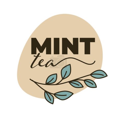 Illustration for Organic and natural tea, tasty beverage for breakfast, dinner or lunch. Isolated label or logotype for product, shop or cafe, restaurant assortment of drinks. Vector in flat style illustration - Royalty Free Image
