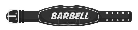 Illustration for Barbell belt with adjustable option and soft leather material, isolated sports equipment and support for back while lifting heavy weights. Bodybuilding and growing muscles. Vector in flat style - Royalty Free Image