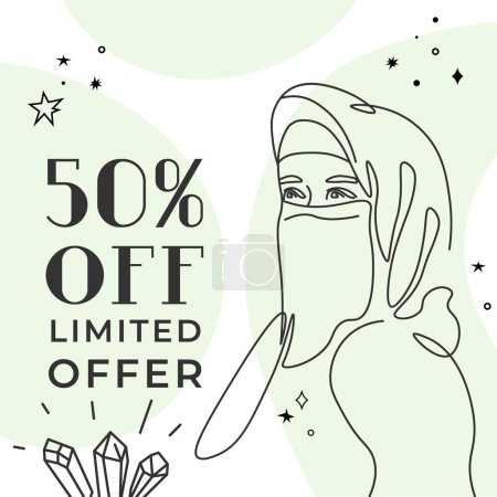 Illustration for Special offer for you. Buy your favorite products with 50 off discount. High quality, wide assortment, affordable prices. Fast delivery promotional banner or advertisement. Vector in flat style - Royalty Free Image