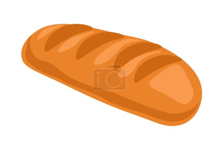 Illustration for Fragrant, crispy freshly baked loaf made from wheat. Tasty nutritious bread for whole family home bakery. Isolated baked good for dinner, lunch and breakfast, menu assortment. Vector in flat style - Royalty Free Image