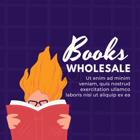 Illustration for Shops and stores reduction and sale, books wholesale. Special cost in bookstore, discounts and reduced prices for printed work and publications. Promotional banner or advertising. Vector in flat style - Royalty Free Image