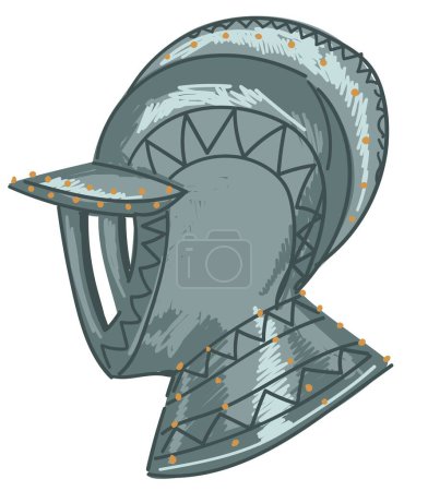 Illustration for Middle ages armour and protection on battles, isolated helmet of knight. Metal material protecting heroes. Vintage or antique, ancient kingdom. Tournament or crusader fights. Vector in flat style - Royalty Free Image