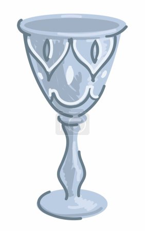 Old fashioned crystal goblet made of heavy and solid material. Isolated icon of glass with ornaments and decoration. Museum exponent, vintage or retro kitchenware and cups. Vector in flat style