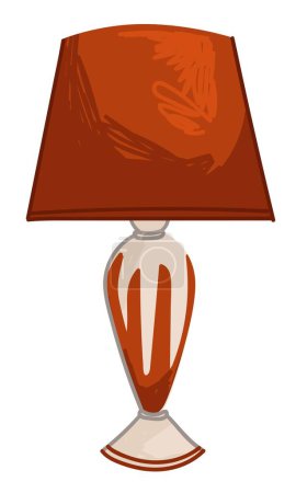 Téléchargez les illustrations : Lampshade design in 1950s, isolated retro furniture for home. Elegant red lamp for classic houses interior. Glowing and illuminating, traditional american decoration in 50s. Vector in flat style - en licence libre de droit