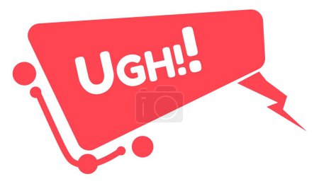 Téléchargez les illustrations : Sticker for chatting in internet, isolated box or dialogue conversation emoji for talking. Expression of disgust or irritation, frustration or feeling of disappointment. Ugh reaction. Vector in flat - en licence libre de droit