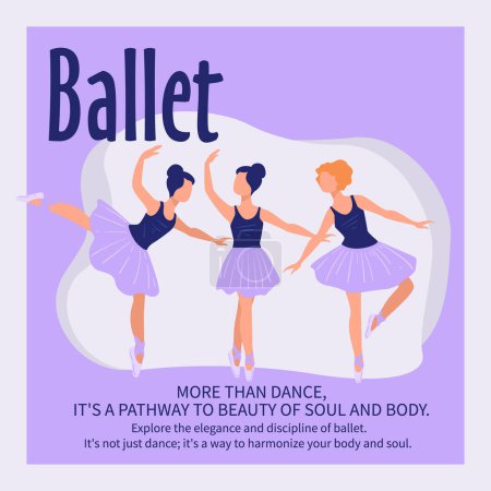 Vector advert of graceful ballet class, modern flat design.
