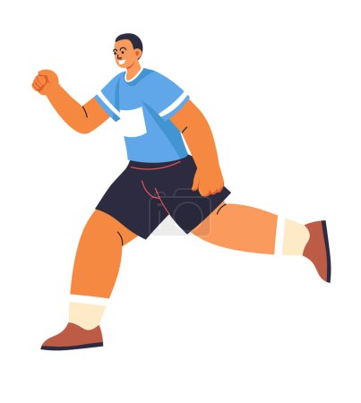 Vector of a confident man running, flat style, isolated on white. Ideal for fitness and active lifestyle themes.