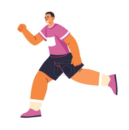 Vector illustration of man running, flat style, isolated on white. Great for active lifestyle and fitness.