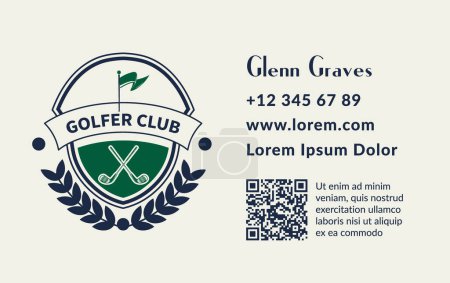 Classic golfer club badge with crossed golf clubs, emblem design, vector illustration, perfect for member identification and club marketing materials.
