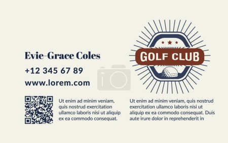 Sunburst design golf club membership card, contemporary vector illustration, suited for access control and branding for golfing events and clubs.