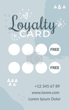 Elegant loyalty card with abstract elements, vector illustration isolated on blue.