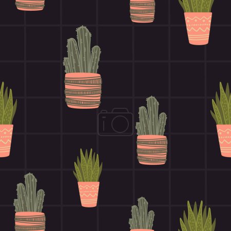 Seamless cactus pattern, vector illustration for stylish backgrounds.