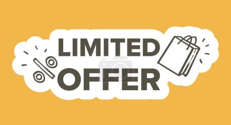 Limited time offer ad, simple vector, isolated on yellow.