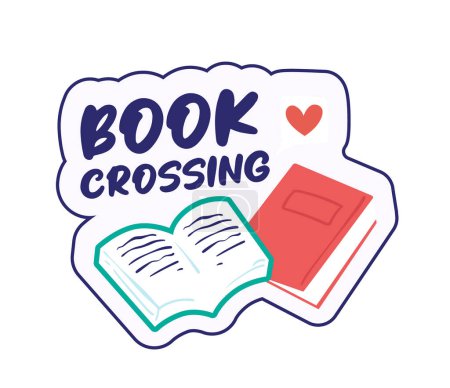 Open book with a red bookmark, vector illustration, sticker design.