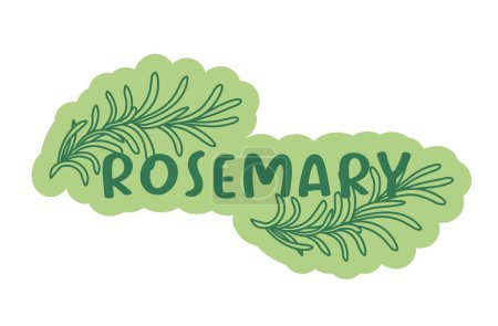 Illustration for Vector graphic of a rosemary sprig, flat style, isolated on white. - Royalty Free Image