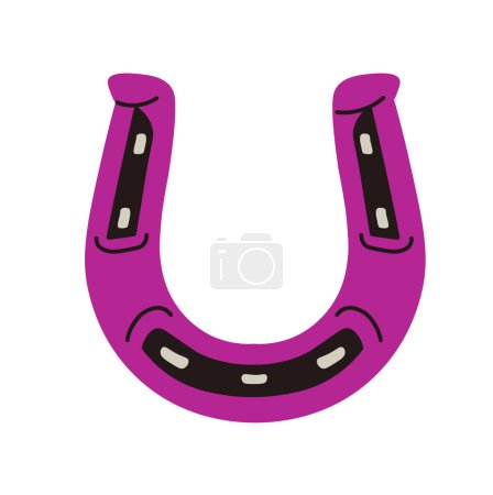 Vector illustration of a purple horseshoe, symbol of luck and charm, isolated on white.