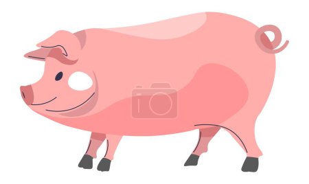 Illustration for Livestock domestic animals, farming and agriculture, fauna and wildlife. Breeding pigs and swines for pork meat, countryside village business. Piggery with boars. Vector in flat style illustration - Royalty Free Image