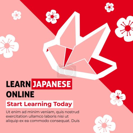 Start learning Japanese language today, online courses and classes for people in love with oriental culture. master grammar and hieroglyphs with education in internet with group. Vector in flat
