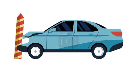 Téléchargez les illustrations : Illustration vectorielle d'accident de voiture solo, isolée sur fond blanc pour une utilisation facile. - en licence libre de droit