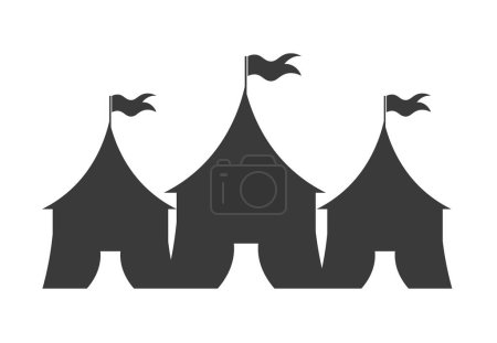 Simple circus tent silhouettes, vector format isolated on white.