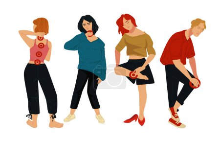 Stylish vector illustration of fashionable poses, contemporary.